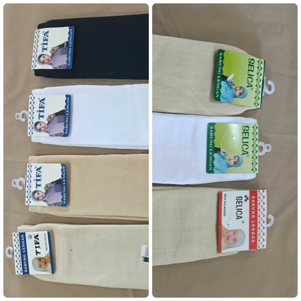SELICA - TIFA Sarung lengan deker lengan tangan muslim hijab Cream Hitam putih