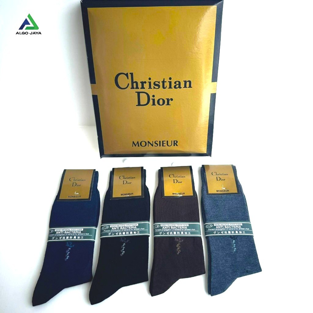 Grosir 12 Pasang, Kaos Kaki Panjang Pria Kerja Kantor, Mensocks Motif Dior Anti Bachterial Premium Q
