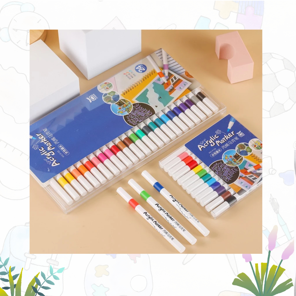 

BCK ACRYLIC MARKER SET SPIDOL 12 WARNA / SPIDOL AKRILIK / CAT AKRILIK