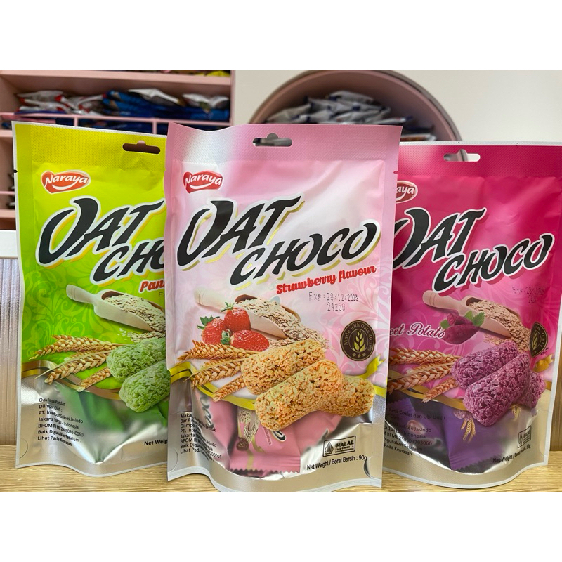 

Naraya Oat Choco 90gr PANDAN STRAWBERRY SWEET POTATO 90grm