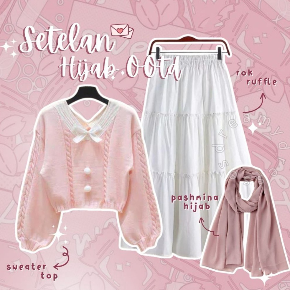 22 Sale 3inet 136  Setelan Wanita Hijab OOTD Kekinian terbaru Outfit Lebaran OOTD Hijab Korean Style