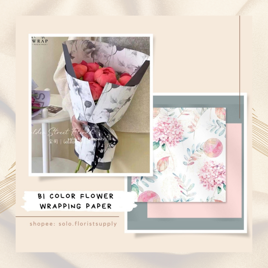 

FLOWER BI COLOR FLOWER WRAPPING CELLOPHANE 2 TONE DUA WARNA 60x60CM KERTAS BUKET BUNGA FLORAL WRAPPING BUKET CRAFT PAPER GIFT PAPER KERTAS BUNGA FLORIST WATERPROOF PAPER NON WOVEN PAPER PASTEL PAPER BUKET WISUDA MONEY BOUQUET KERTAS MOTIF WARNA GOLD