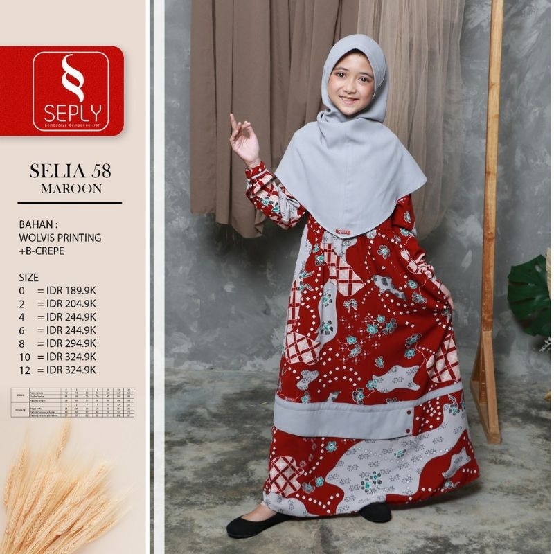 GAMIS ANAK SEPLY SELIA SIZE 12 - GAMIS ANAK - GAMIS ANAK SET HIJAB - GAMIS ANAK MURAH - GAMIS ANAK B