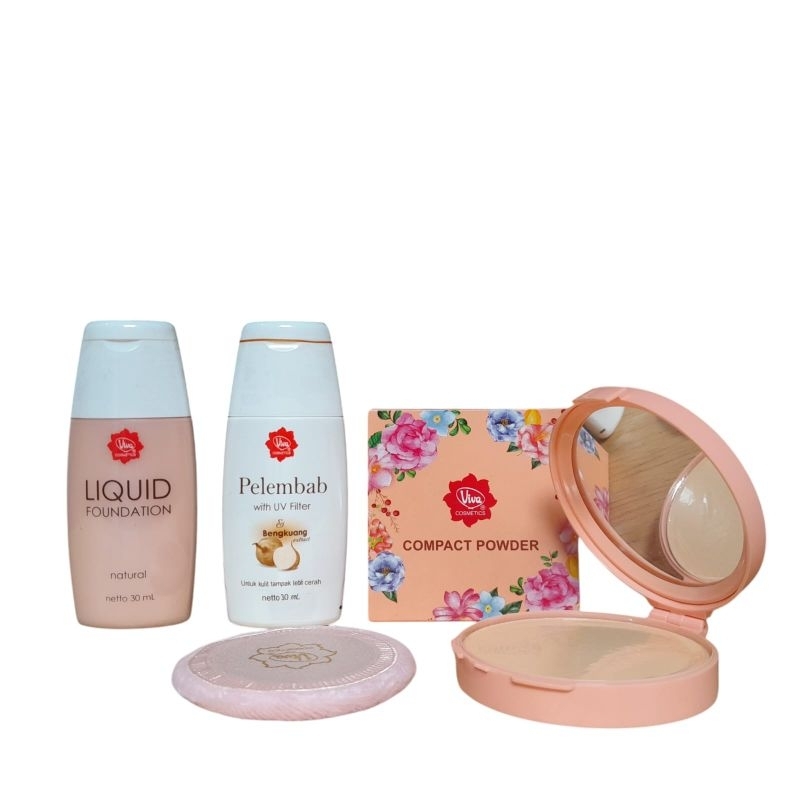 Viva Cosmetics Paket Makeup 3in1 Pelembab | Foundation | Bedak Natural