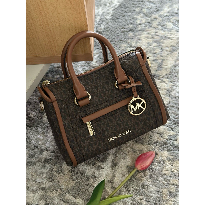 MK carine xs signature brown crossbody