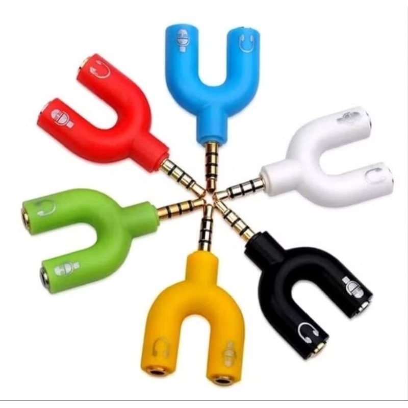 Jack U Aux Conector Konektor Converter  3.5mm ke Audio Headset Mic U Splitter 2 to 1 hp laptop