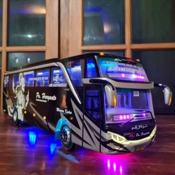 Mainan miniatur bus Watang po Haryanto JB3 hd plus lampu