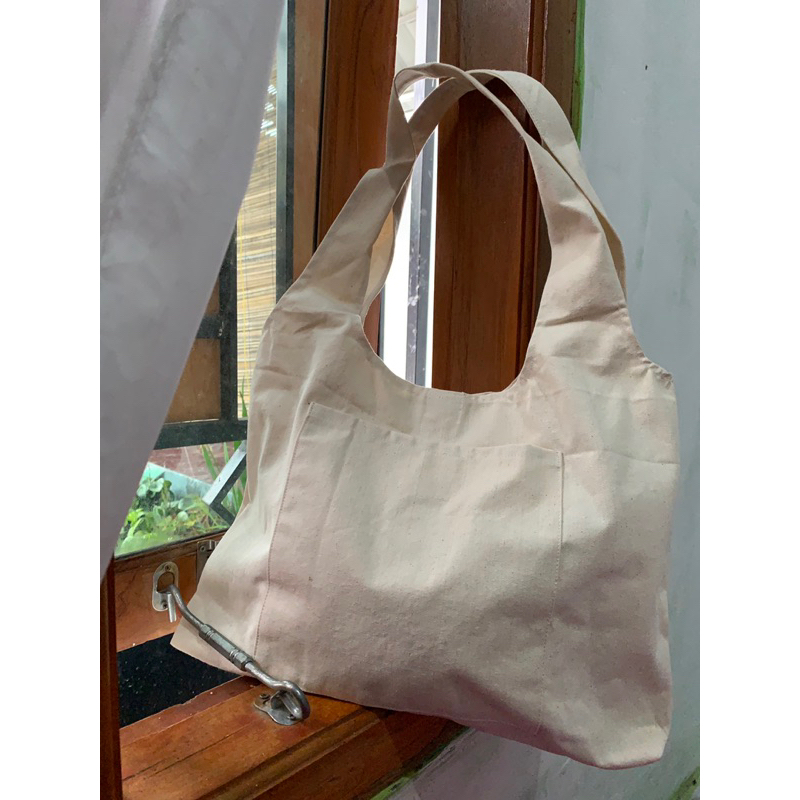 Totebag kanvas Tas Hobo wanita Polos hand made tebal