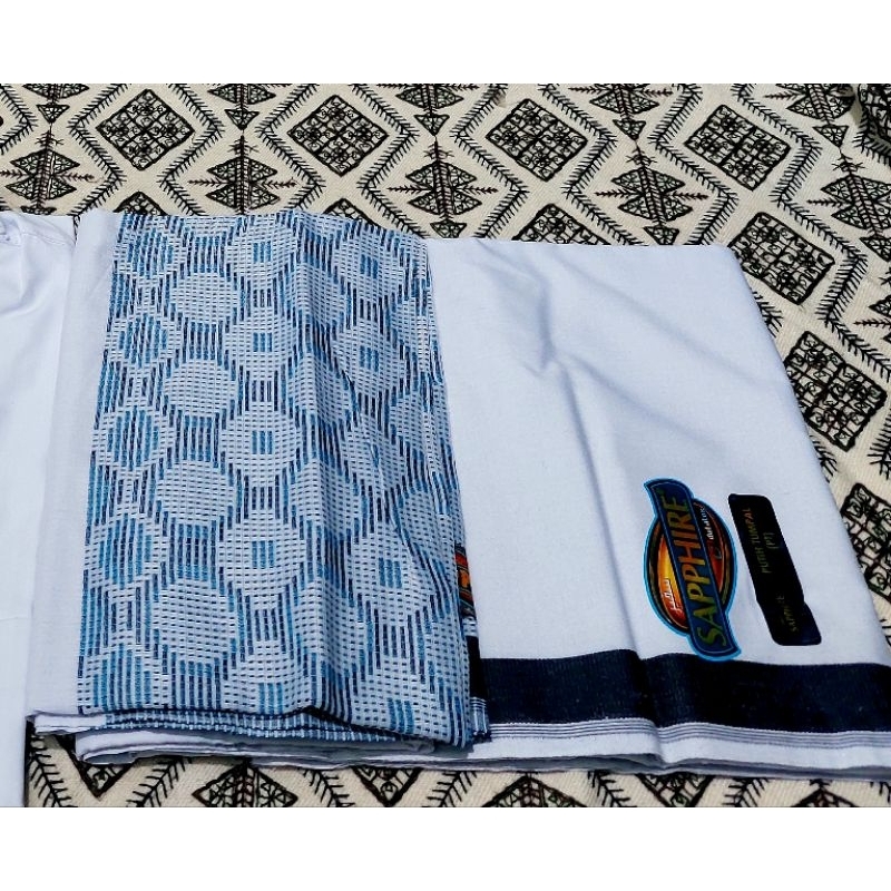 Sarung sapphire hitam polos tumpal//sarung sapphire polos putih