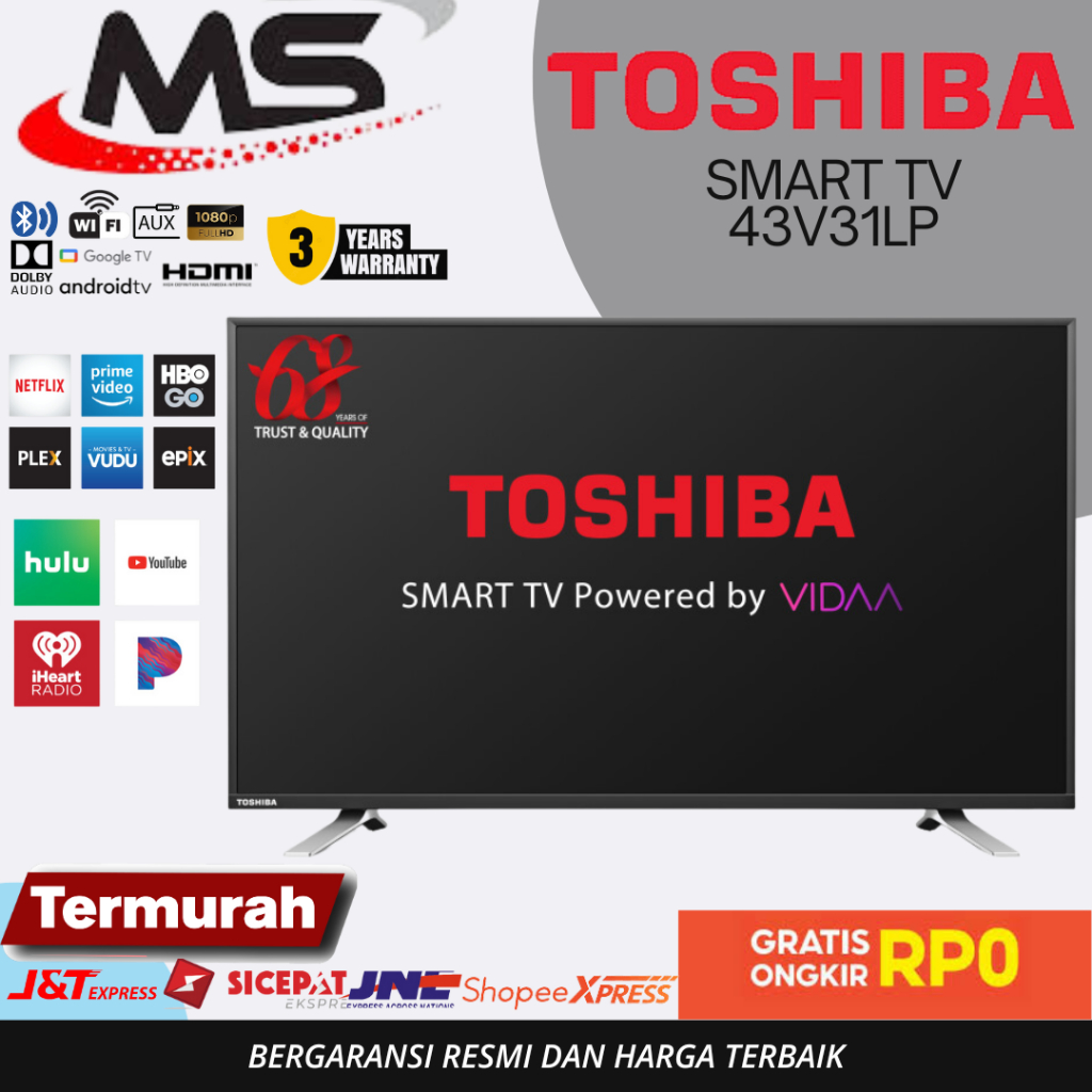 SMART TV TOSHIBA LED 43 Inch 43V31LP SMART TV GARANSI RESMI