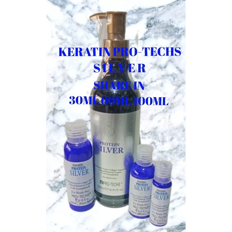 (BISA COD) Keratin Protein Pro-techs SILVER Pelurus Rambut Keratin Silver 30ml 60ml 100ml