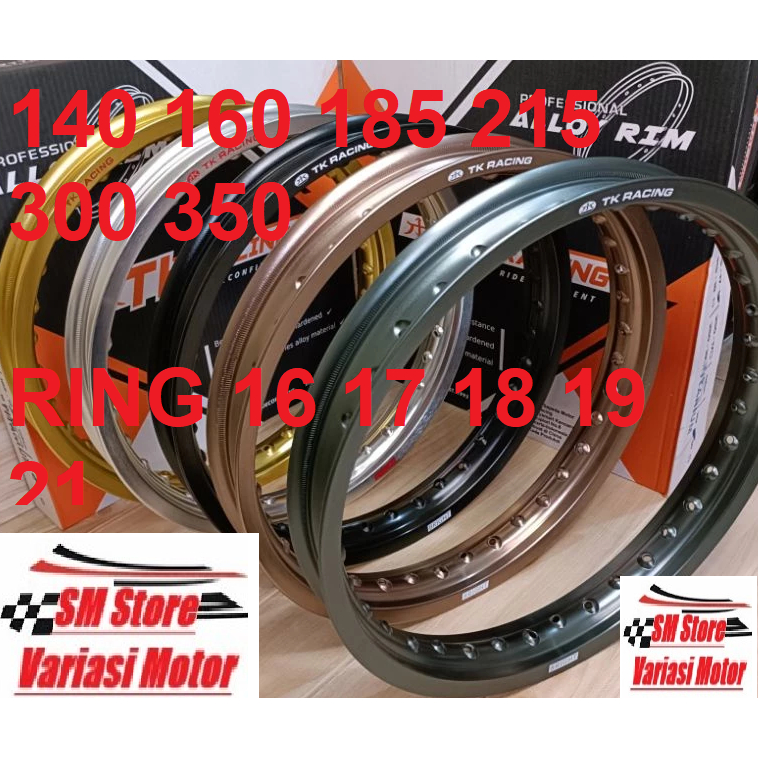 VELG JARI RUJI TK RACING BRIGHT/EXCEL ALUMINIUM 140 160 185 215 300 350 425 ring 16 17 18 19 21 hole