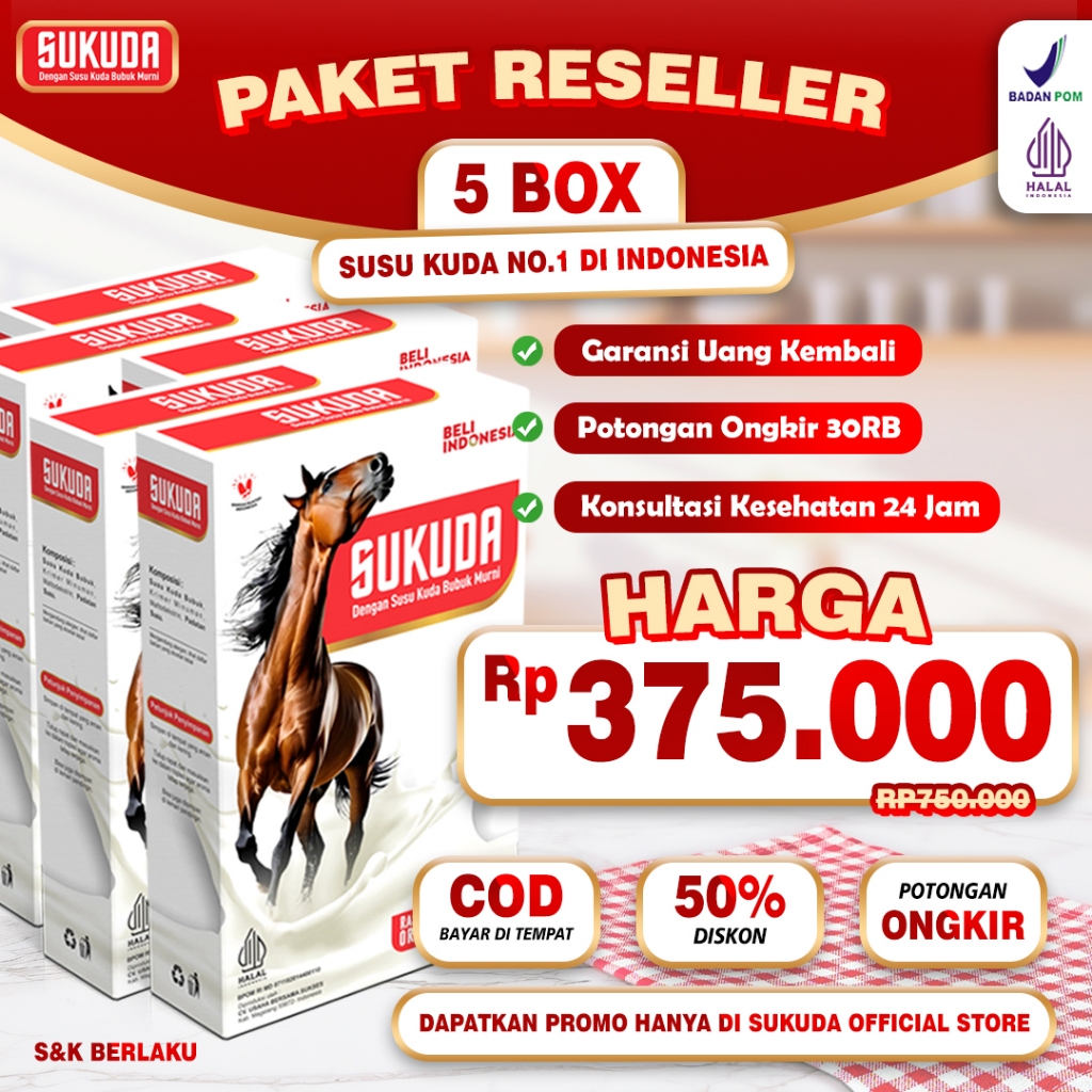 

Sukuda Susu Kuda Murni Kolostrum Bersihkan Paru Paru Paket 5 Box