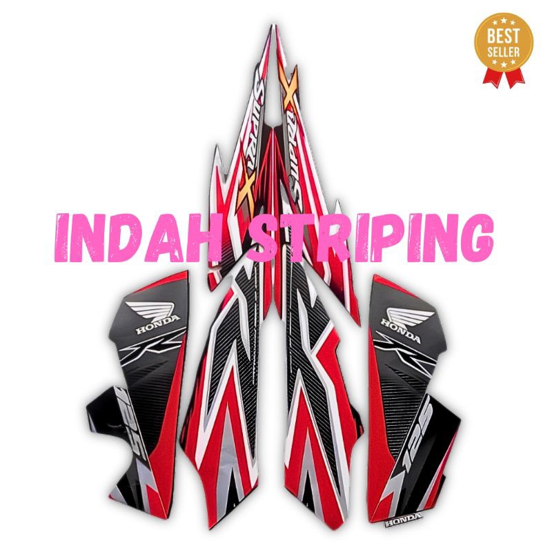 STRIPING STIKER LIS MOTOR HONDA SUPRA X 125 R TAHUN 2012 WARNA MERAH