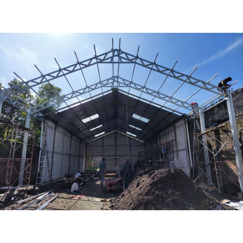 gudang terpasang baja ringan galvalum polos