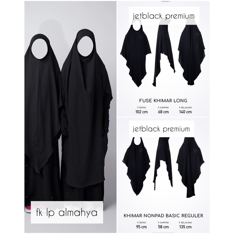 (NWT) ALJENNA • FUSE KHIMAR ALJENNA • FK LONG PRIME ALJENNA BLACK • FK LT JETBLACK • FK LONG TRIANGL