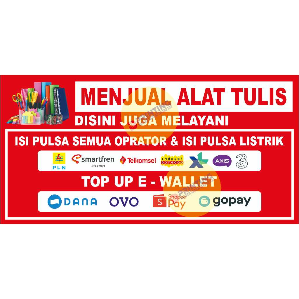 

STIKER MENJUAL ALAT TULIS DAN MELAYANI TRANSAKSI ONLINE