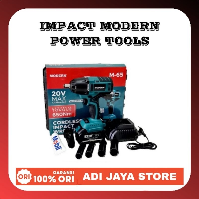Impact Wrench Bruslessh MODERN M65 Bor Buka Baut Motor Mobil