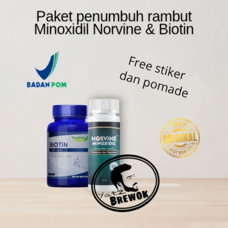 paket penumbuh rambut bpom minoxidil Norvine dan biotin nutrilabs original