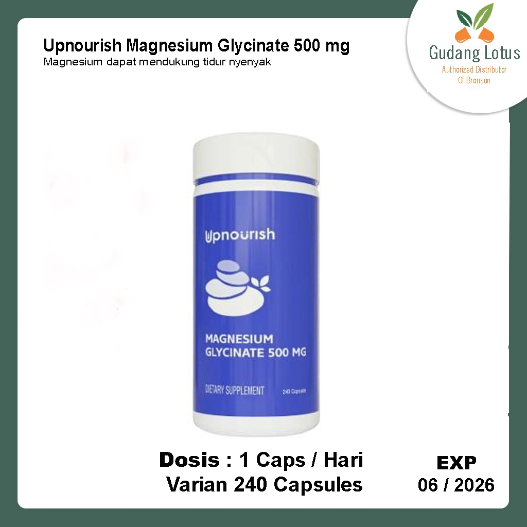Upnourish Magnesium Glycinate 500 mg - 240 Capsules