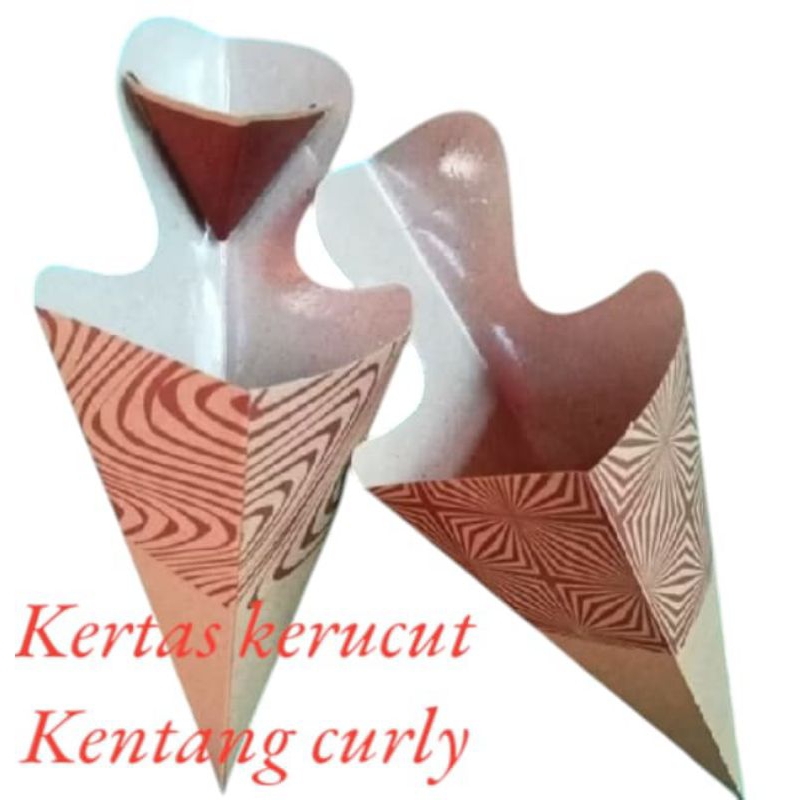 

kertas kerucut kentang curly#wadah kentang curly#dus kentang curly isi(50pcs)