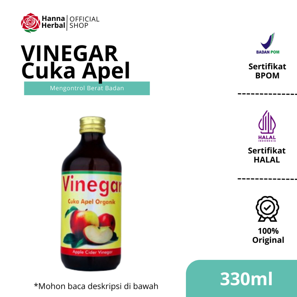 

VINEGAR Cuka Apel Original Minuman Kesehatan dan Toner Muka Kecantikan isi 330 ml