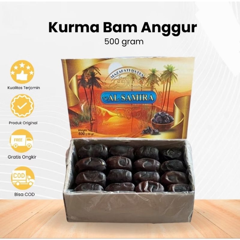 

Kurma Anggur 500Gr / Kurma Bam Samira 500 gram