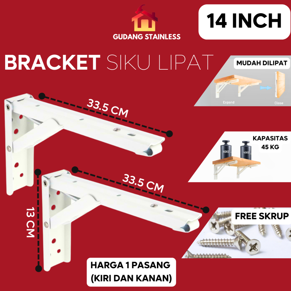 Engsel Siku Meja Lipat 14 Inch (33.5 cm)