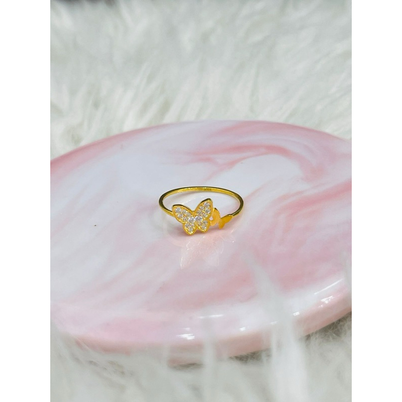 cincin kupu kupu double besar kecil permata uk 13 emas asli kadar 875