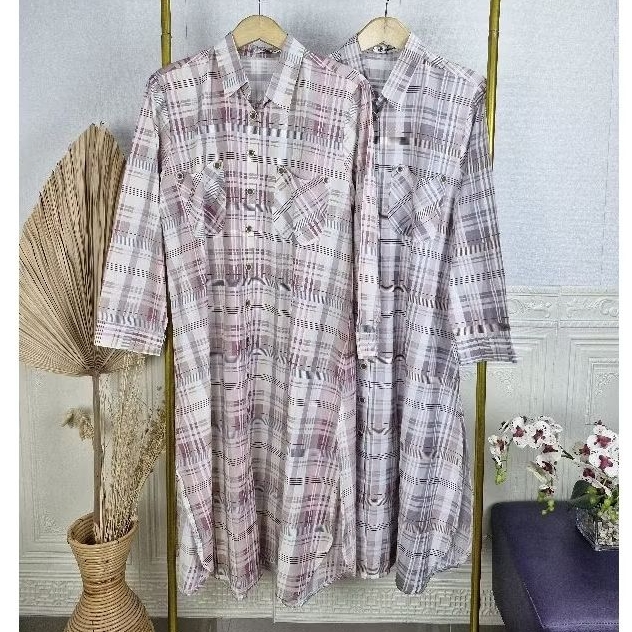 LONG TUNIK AIZA Motif Kotak