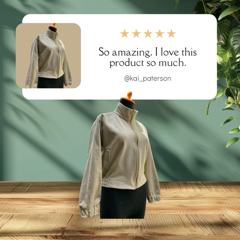 Jaket croptop bahan corduroy wanita