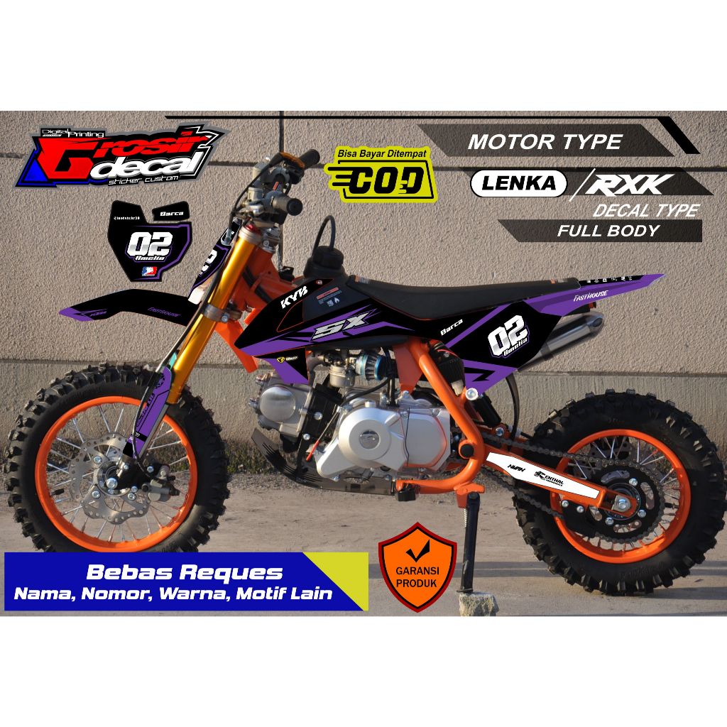 Striping Stiker Trail Mini LENKA / RXK /PC MOTO 50cc Full body Bebas Reques Suka Suka