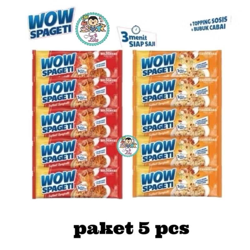 

WOW SPAGETI Paket 5pcs & Ecer 1 pc Carbonara 88g Bolognese 84g