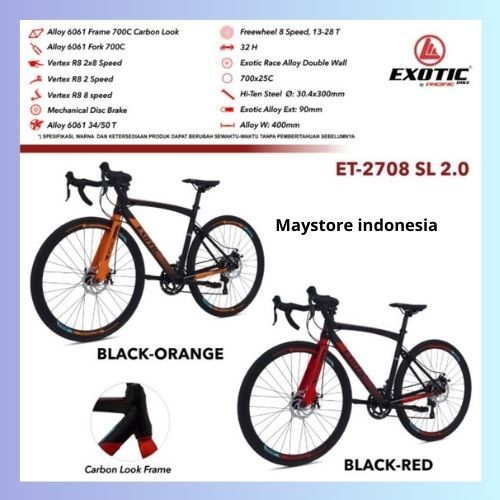 ROADBIKE EXOTIC 2708 SL 2.0 SEPEDA BALAP 700C ALLOY 2X8 SPEED REM CAKRAM,SEPEDA READY SIAP KIRIM - B