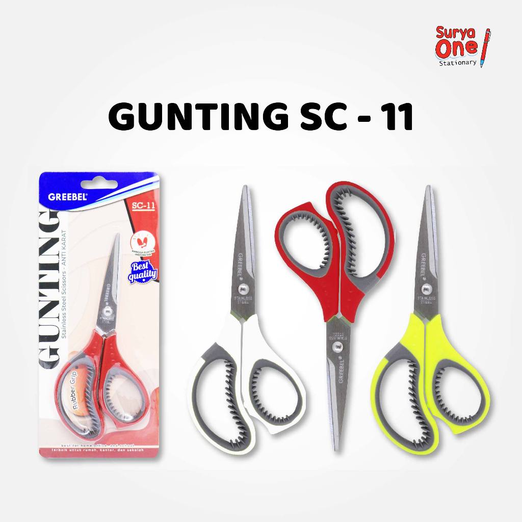 

Gunting Sedang Greebel Scisso / Gunting SC-11 / Gunting Stainless / Anti Karat Nyaman Digenggam Suryaone