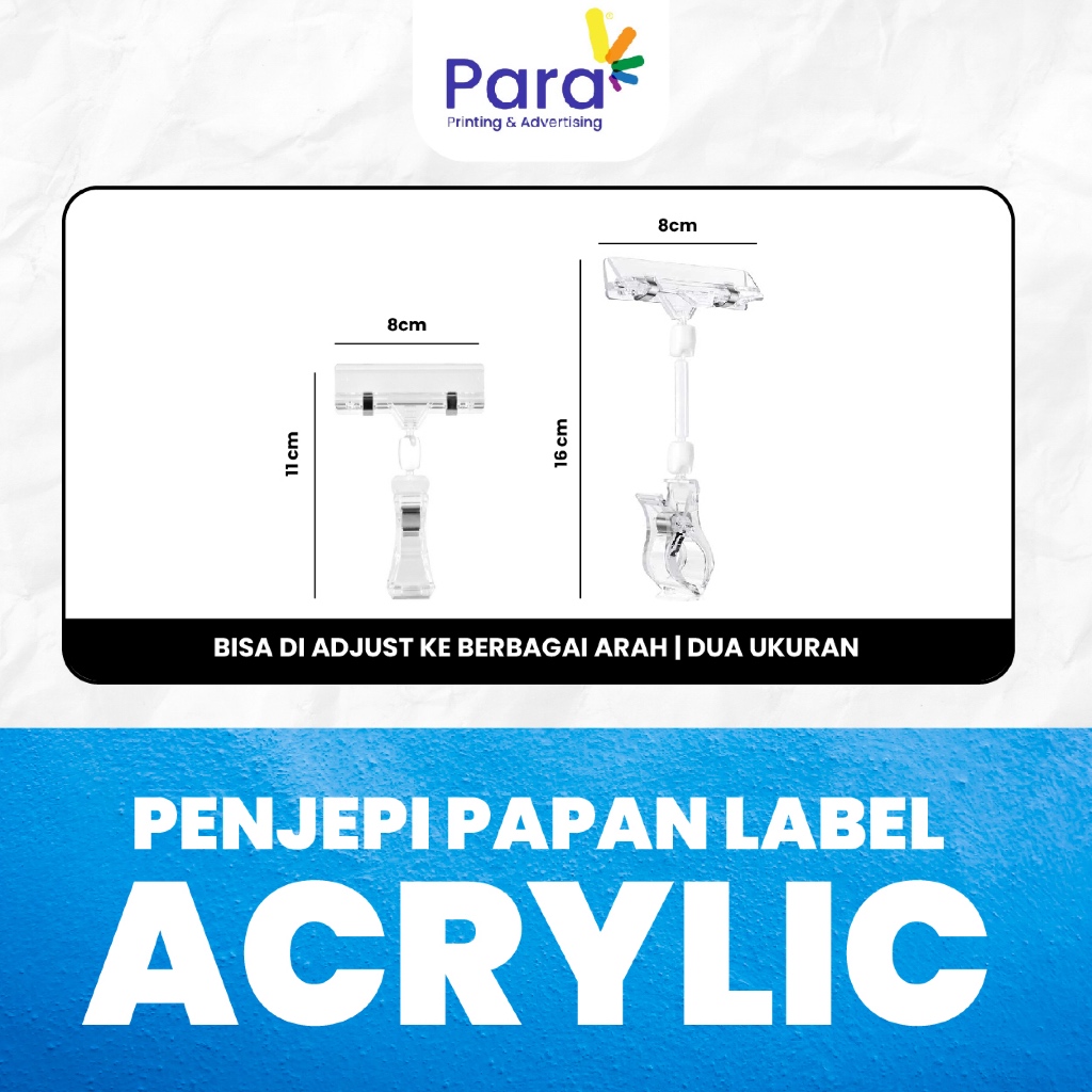 

PENJEPIT PAPAN LABEL ARCYLIC | TAG HANGER TRANSPARAN