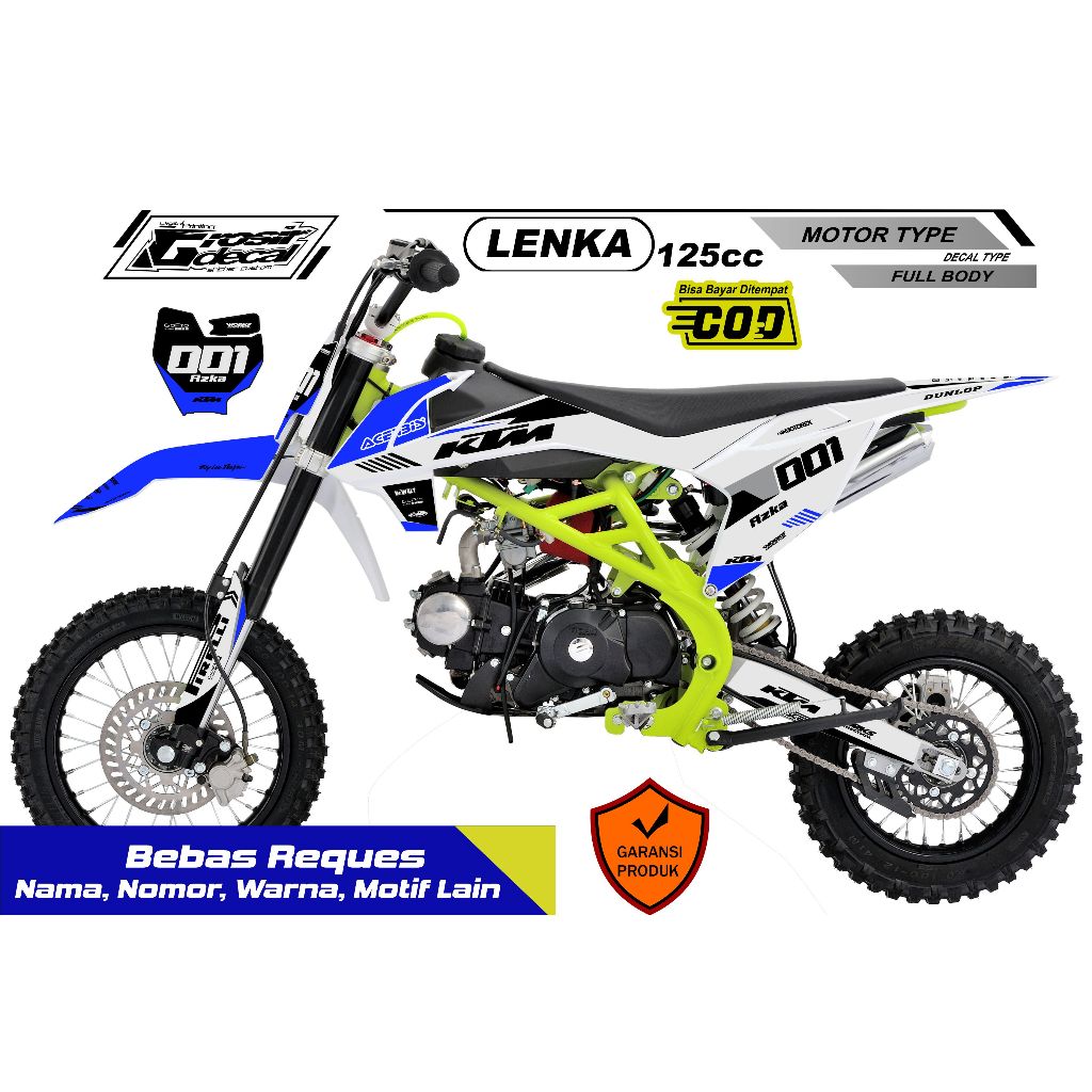 Sticker Striping Trail Mini LENKA / SY MOTOS / RFZ 125cc Full Body Bebas Reques
