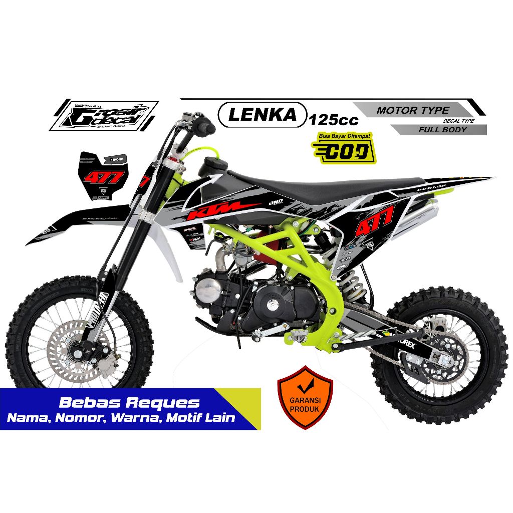 Sticker Decal Stiker Striping Trail Mini LENKA 125cc / SYMOTOS 110cc / RFZ 125cc Full Body Free Cust
