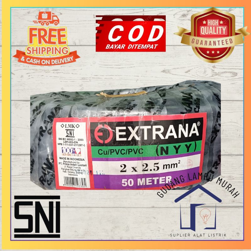Kabel Listrik NYY 2x2.5mm Extrana Meteran Kabel Listrik Kawat Outdoor Kabel Kawat Tanam Outdoor SNI 