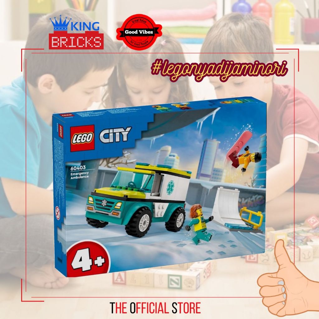 LEGO Original CITY 60403 Emergency Ambulance - Mainan Anak Edukasi Mobil Ambulan Rumah Sakit Suster 