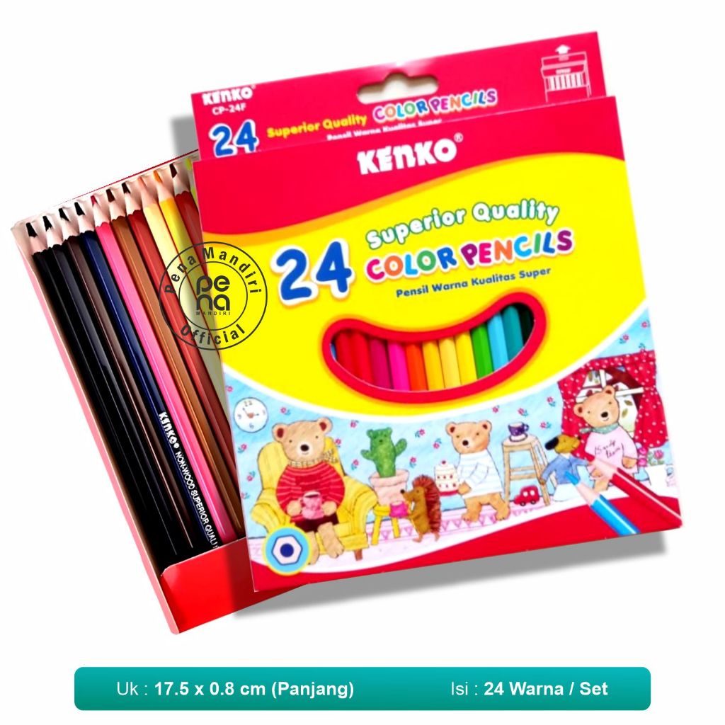 

Pensil Warna Panjang Kenko 24 Warna Colored Pencils Superior Quality Non-Wood Kenko CP-24FNW