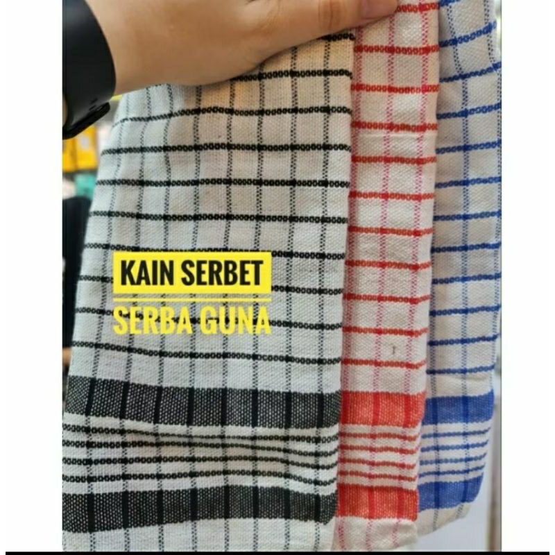 KAIN SERBET KATUN SERBAGUNA / KAIN LAP PIRING MURAH / KAIN SERBET KOTAK KOTAK