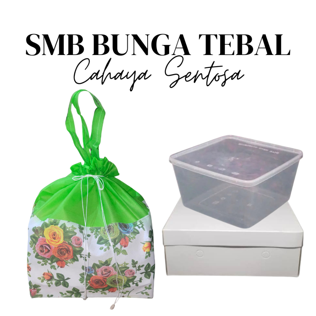 

(12 pcs) Tas Hajatan Dus Nasi 22 x 22 SMB Bunga Tebal - Spunbond