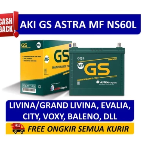 GS ASTRA MF NS60L Aki Mobil Toyota Corolla, Honda City, Nissan Livina, Evalia