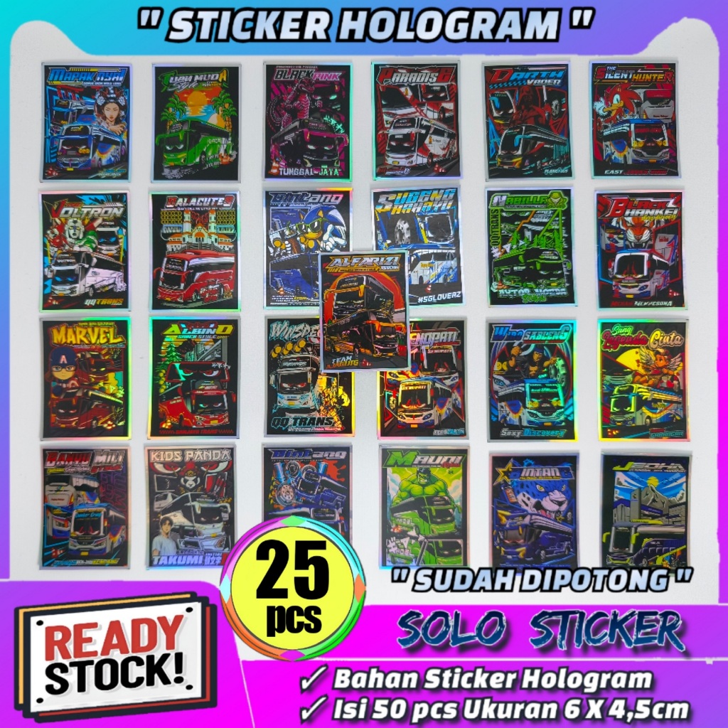 

25 pcs Stiker Bus Hologram SUDAH DIPOTONG Waterprof Anti Air