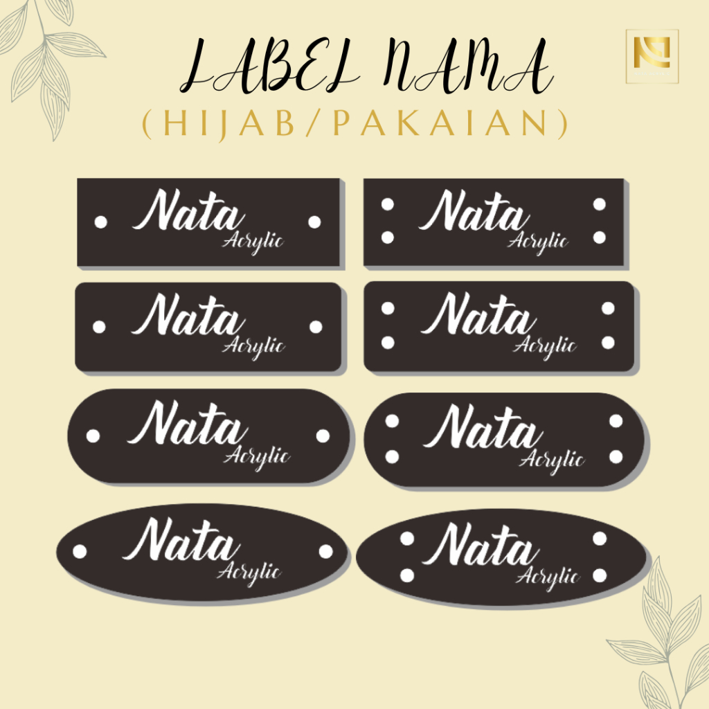 

TERMURAH LABEL PRODUK/ LABEL NAMA/ LABEL HIJAB/ LABEL PAKAIAN/ LABEL AKRILIK CUSTOM 3,5x1cm