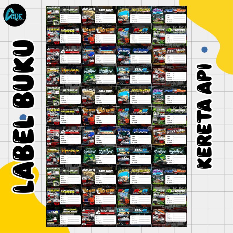 

(isi 44)FREE STICKER LABEL BUKU KERETA API INDONESIA LABEL BUKU PELAJARAN SEKOLAH