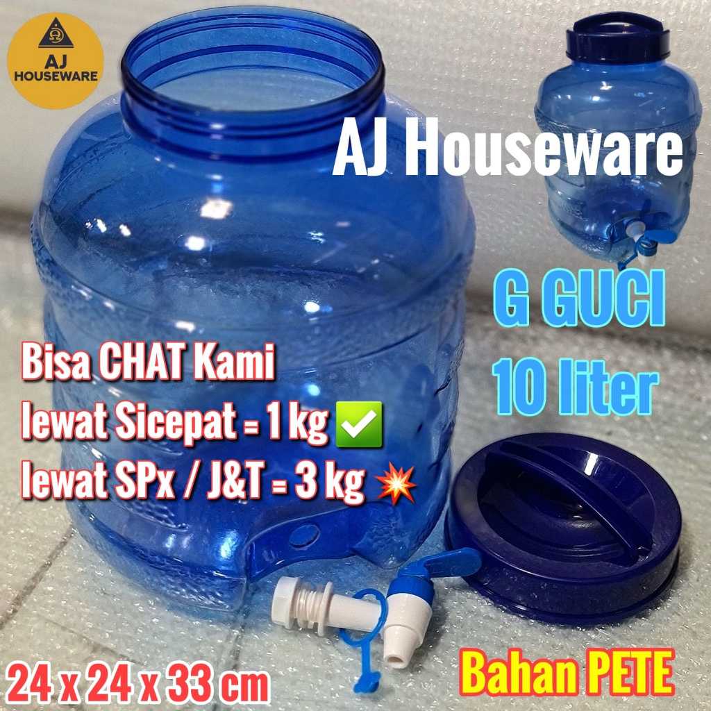 GALON GUCI 10 LITER  KRAN  WARNA TRANPARAN  / DISPENSER GALON PET / TEMPAT AIR ISI ULANG / TONG KRAN