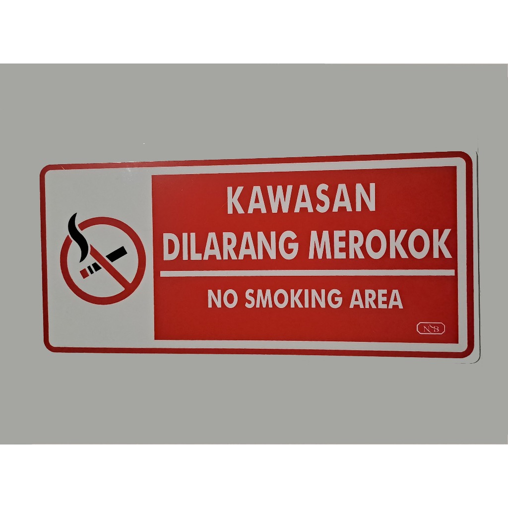 

Label Acrylic Besar / Label Akrilik Besar 12x26cm - Kawasan Dilarang Merokok_No Smoking Area (Merah_Putih)