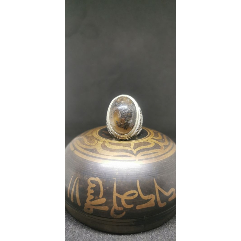 Cincin Batu Akik Chalcedony Motif Hitam Putih Murah Mewah